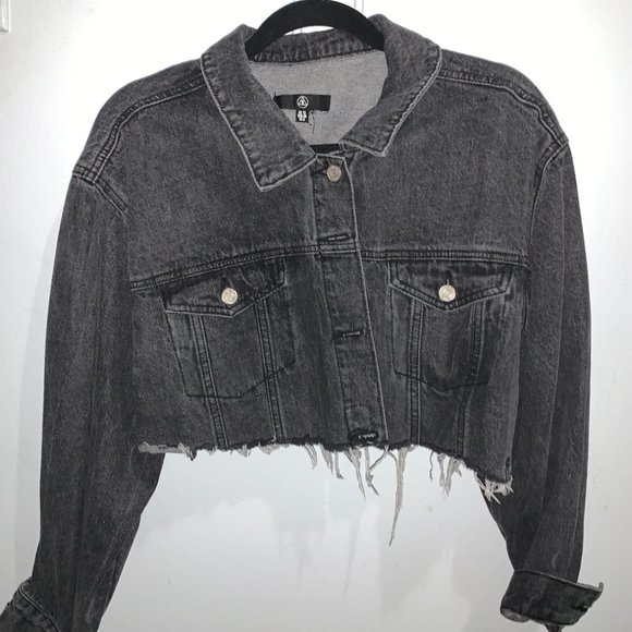 Missguided Jackets & Blazers - Cropped Black Jean Jacket